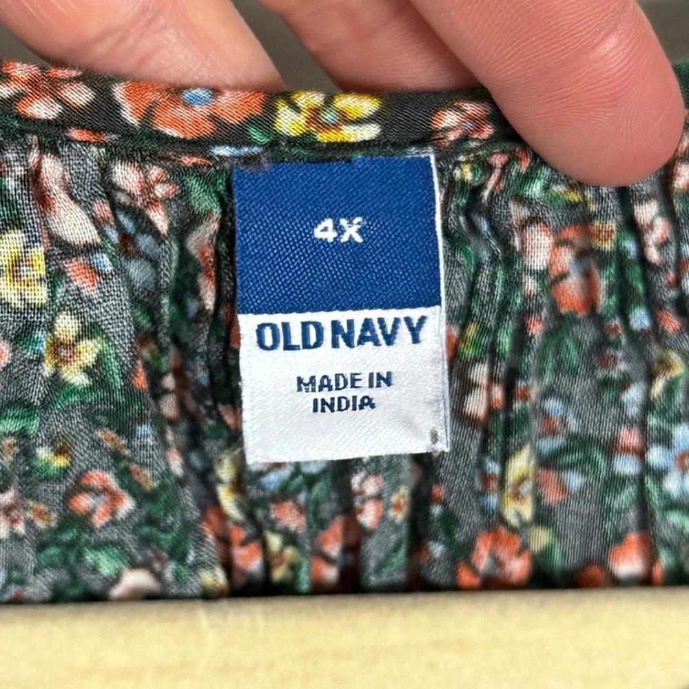 Old Navy Long-Sleeve Lace-Trimmed Floral Print Blouse Womens Sz 4X Bohemian Boho - Picture 6 of 14
